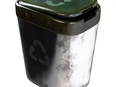  Trash Can Old Low-poly 3D model