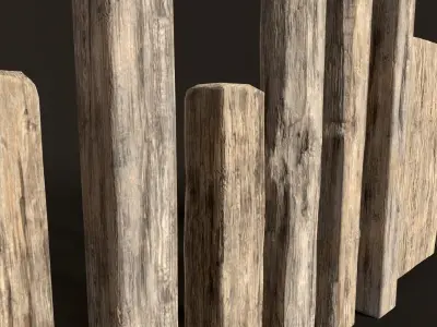 Wooden Planks and Beams - 13 pieces Low-poly 3D model
