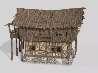 Thatch Hut House 06 For Games and Films 3D Model Low-poly 3D model