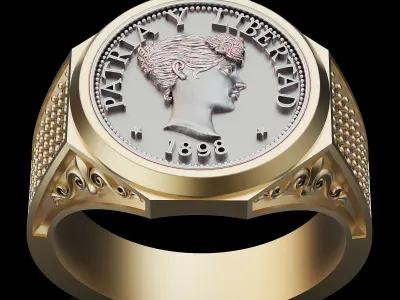 Anniversary of Souvenir Peso Coin Ring printable 3d model 3D print model