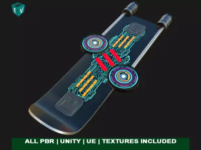 Sci Fi Hoverboard 9 All PBR Unity UE Textures Included Low-poly 3D model