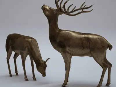 Deer Statues 3D model