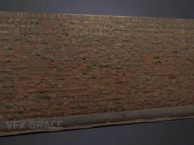 Red Brick Wall 004 3D model