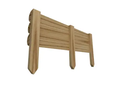Wooden garden border Low-poly 3D model