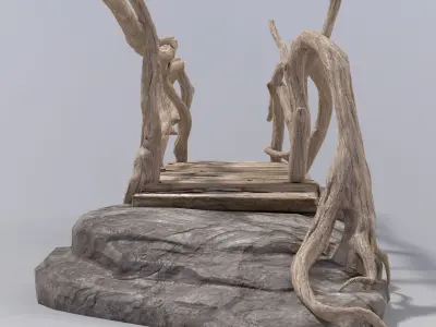  Old wooden bridge Low-poly 3D model