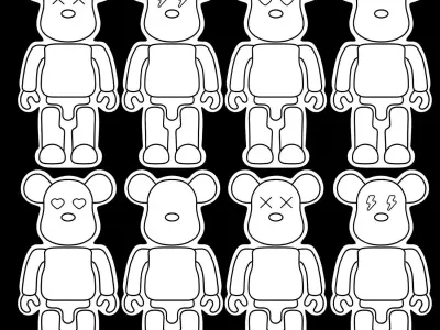 Kaws Bearbrick Neon Signs 3D model