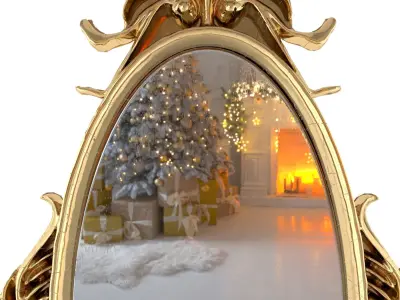 Mirror gold with christmas tree in it 3D model