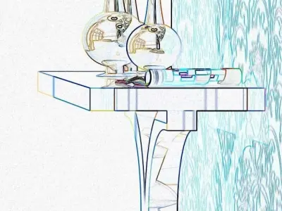 Luxury Table With Lamp Low-poly 3D model