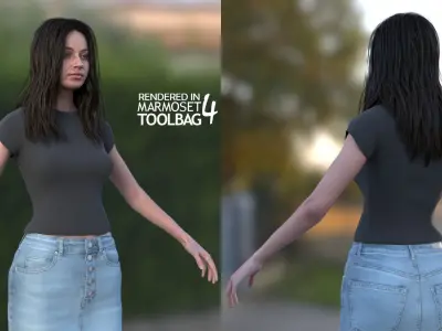 Woman - Summer Outfit 2 - Modular - Rigged Low-poly 3D model