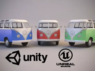 Volkswagen Transporter T1 Free low-poly 3D model