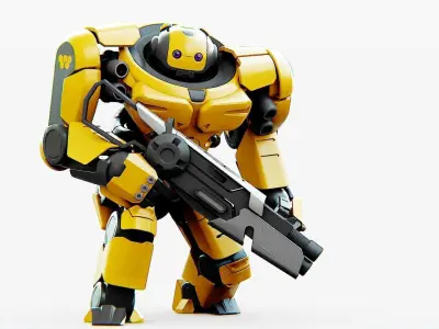 Doom Fighter V-4 Rigged for Unreal Engine - Unity - MIXAMO 3D model