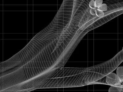 stl model of a door  cherry blossoms and birds for CNC router 3D print model