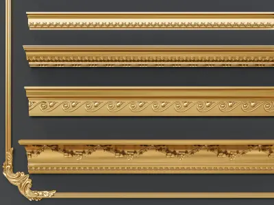 Classic carvings moldings and gypsum cornice 4 3D model