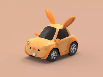 Cartoon car with a mouse-shaped body 3D model