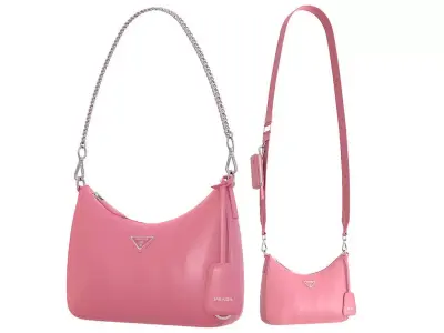 Prada Padded Nappa leather Re-Edition Shoulder Bag Pink Low-poly 3D model