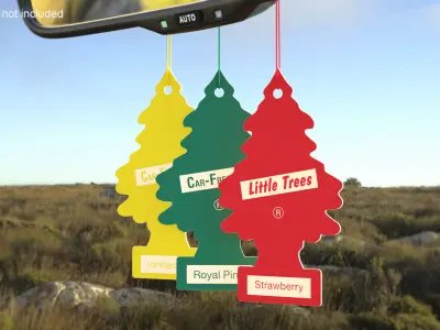 Little Trees Hanging Car Fresheners Set 3D model