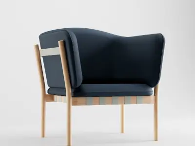 Dowel Armchair by Ton - C4D and Corona Renderer 3D model Low-poly 3D model