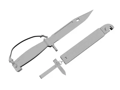 Knife with sheath Low-poly 3D model