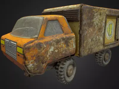 Old USSR Soviet Metal Toy Car URAL BREAD 3D model