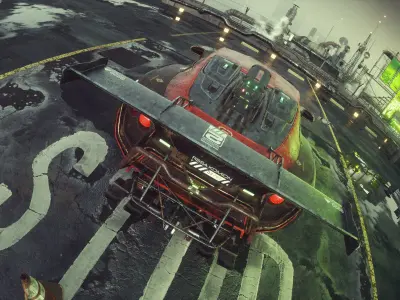 Cyberpunk Flanker-F C4d and Octane scene Low-poly 3D model