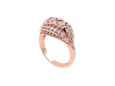 Art Deco Ring 3D print model 5