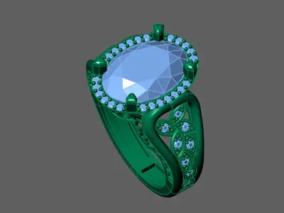 Womens Rings With Stone Ring Ready STL 3DM Models Rings women 3D print model 22