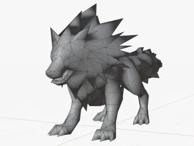 3D Anime Wolf Low-poly 3D model
