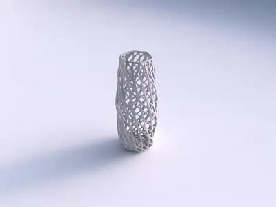 Vase twisted hexagon with diagonal grid lattice 3D print model