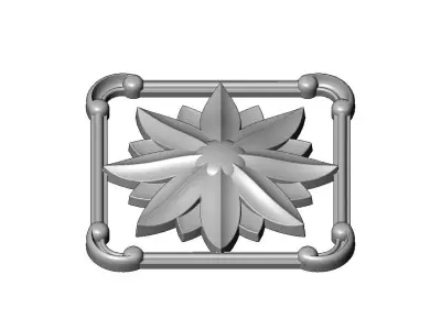 Square carved scroll arcs frame and faceted rosette relief 3D print model