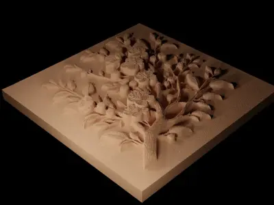 Cherry Tree Branch CNC 3d Print High Relief Sand Casting 3D print model