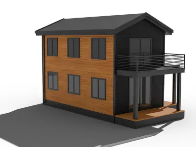 Prefab Steel House Low-poly 3D model