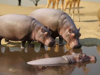 african animals low-poly 3D model