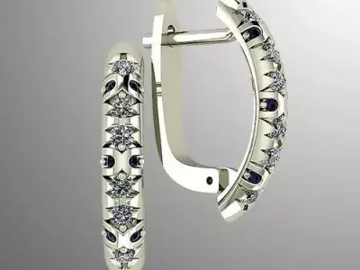 Earrings n 4 pair of with sapphires and diamonds 3D print model