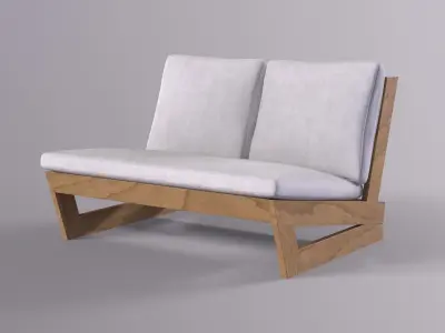 Love Seat with cushions teak Low-poly 3D model