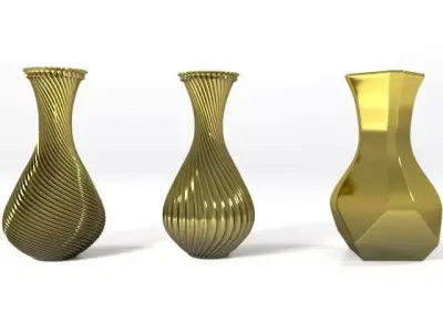 Vases three gold Free 3D model