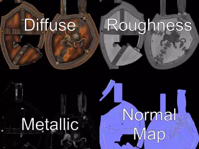 Medieval Lion Shield model pack Low-poly 3D model