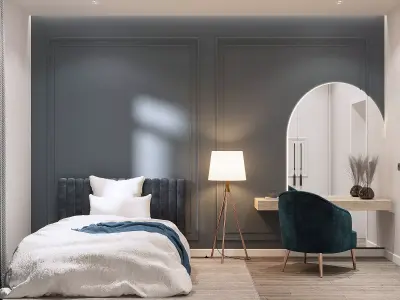 Neoclssical bedroom interior with corona 3D model