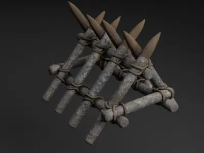 Wooden Barricade Free low-poly 3D model purchase