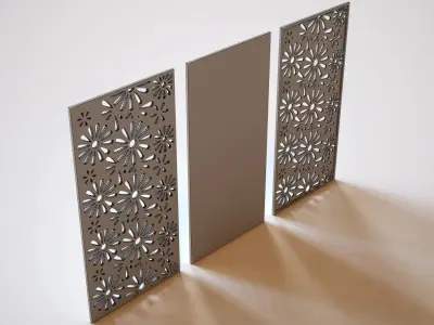 Partition wooden panel with laser cut pattern 3D model