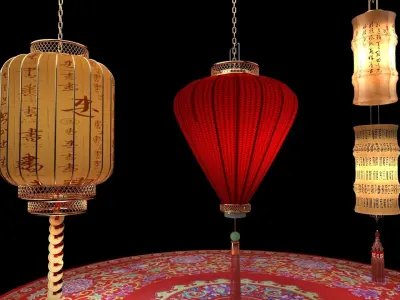 Chinese red lantern 3D model 20