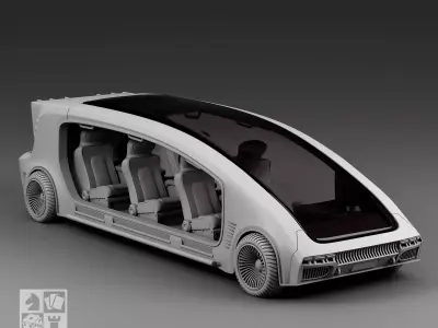 Futuristic panoramic limousine 3D print model
