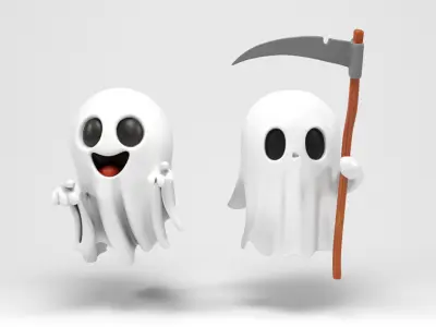 Little ghosts Low-poly 3D model