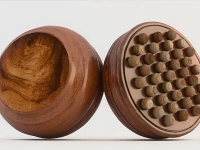 BOARD GAME---Wood Peg Solitaire 3D model