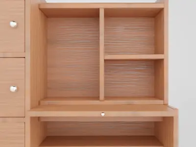 modern wooden study table design Low-poly 3D model