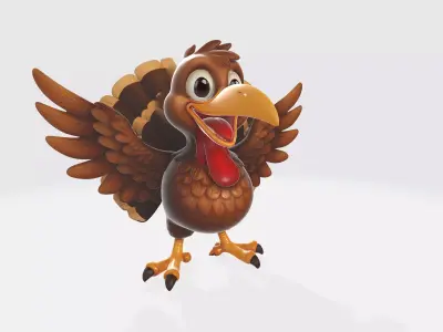 Cute Cartoon Turkey Model Thanksgiving Decoration 3D print model