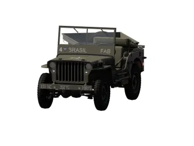 WW2 jeep with trailer 3D model