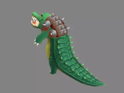 Cartoon Crocodile monster Low-poly 3D model