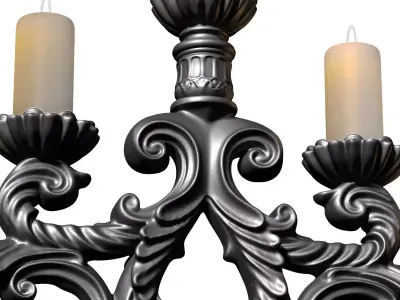 Forged Tabletop Antique Metal Classic Candlestick Candle Holder 3D model