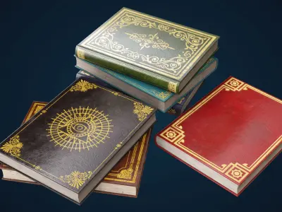 Old vintage books  Free low-poly 3D model