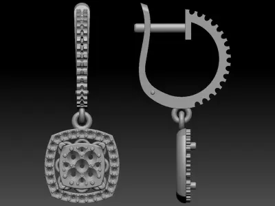 Earrings pair of with diamonds 3D model